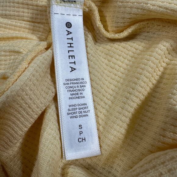 Athleta Wind Down Sleep Shorts Waffle Knit Yellow Women's Size Small NWT - Picture 6 of 12